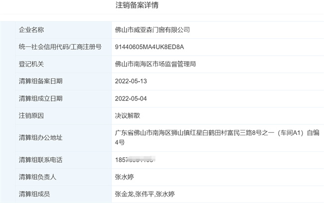 威亚森门窗老板疑似跑路，股东结构疑点重重！
